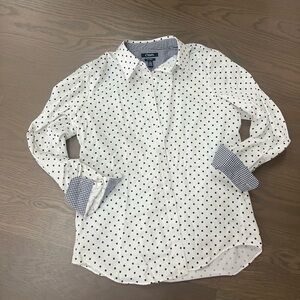 White Polka Dot women’s button up shirt